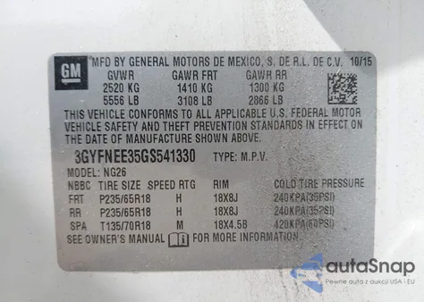 2016 Cadillac Srx Luxury Collection из США, поврежденный, VIN 3GYFNEE35GS541330